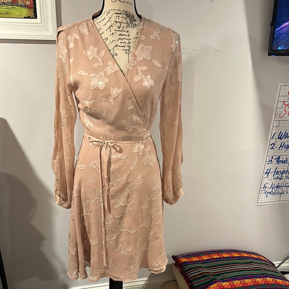 Astr Blush Floral Long Sleeve Summer Dress